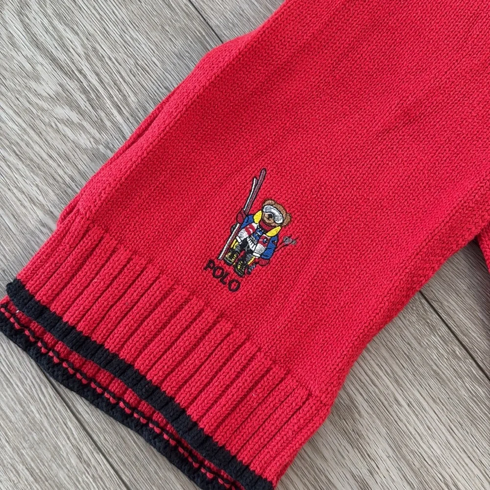 Polo by Ralph Lauren Red and Black Hat and Scarf Set Big Bear Ski size 8-20 kids